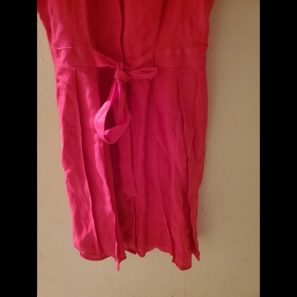 Anthro HD in Paris Pink Linen Belt Pleated Dress - Picture 5 of 5